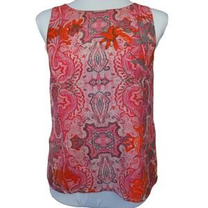 Cabi Pink & Gray Sleevless‎ Zip Up Back Lined Boho Beachy Summer Groovy Top - XS
